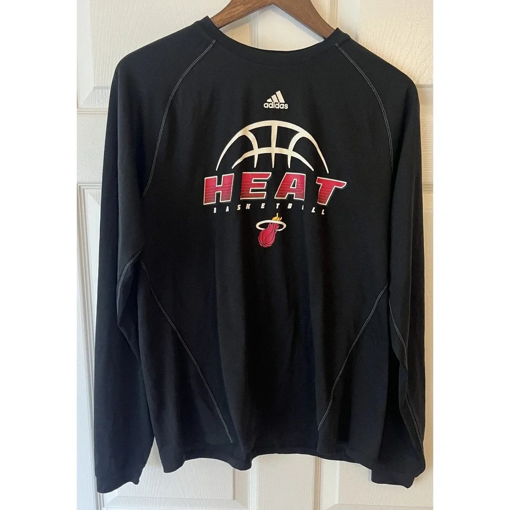 Miami Heat Men's‎ Shirt Small Adidas Long Sleeve Climalite Black NBA Basketball